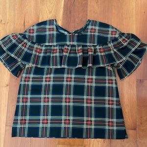 JCrew Stewart Tartan Ruffle Top-Size 8